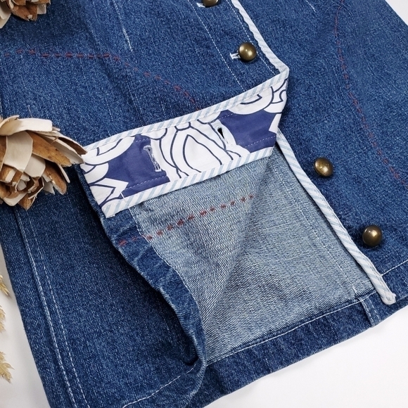 New Etcetera Blue Jean Denim Candy Cane Button Front Size 8 - Picture 6 of 13